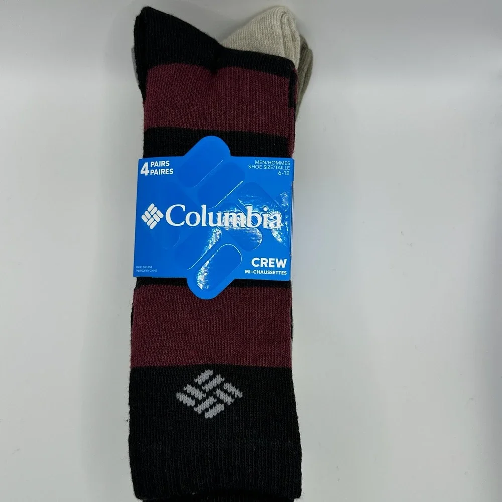 Columbia Crew Socks Mens 6-12 Multi NWT Wool Blend 4 Pairs
